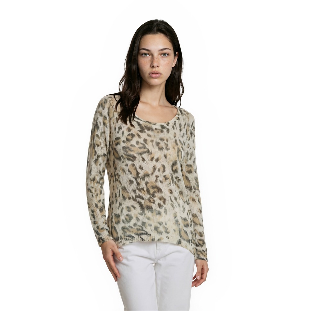 Alberto Makali Sweater Women's Size Large Leopard Print‎ Knit Vintage Y2K